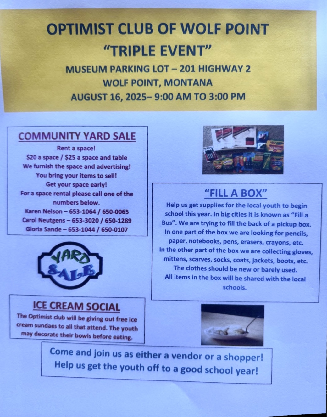 Wolf - Optimist Club of Wolf Point is hosting a 