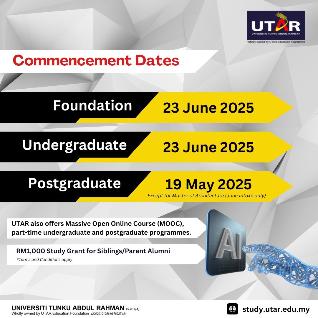 Utar4U - 𝐔𝐓𝐀𝐑, 𝐌𝐘 𝐂𝐇𝐎𝐈𝐂𝐄! Admissions to Foundation, Undergraduate, and ...
