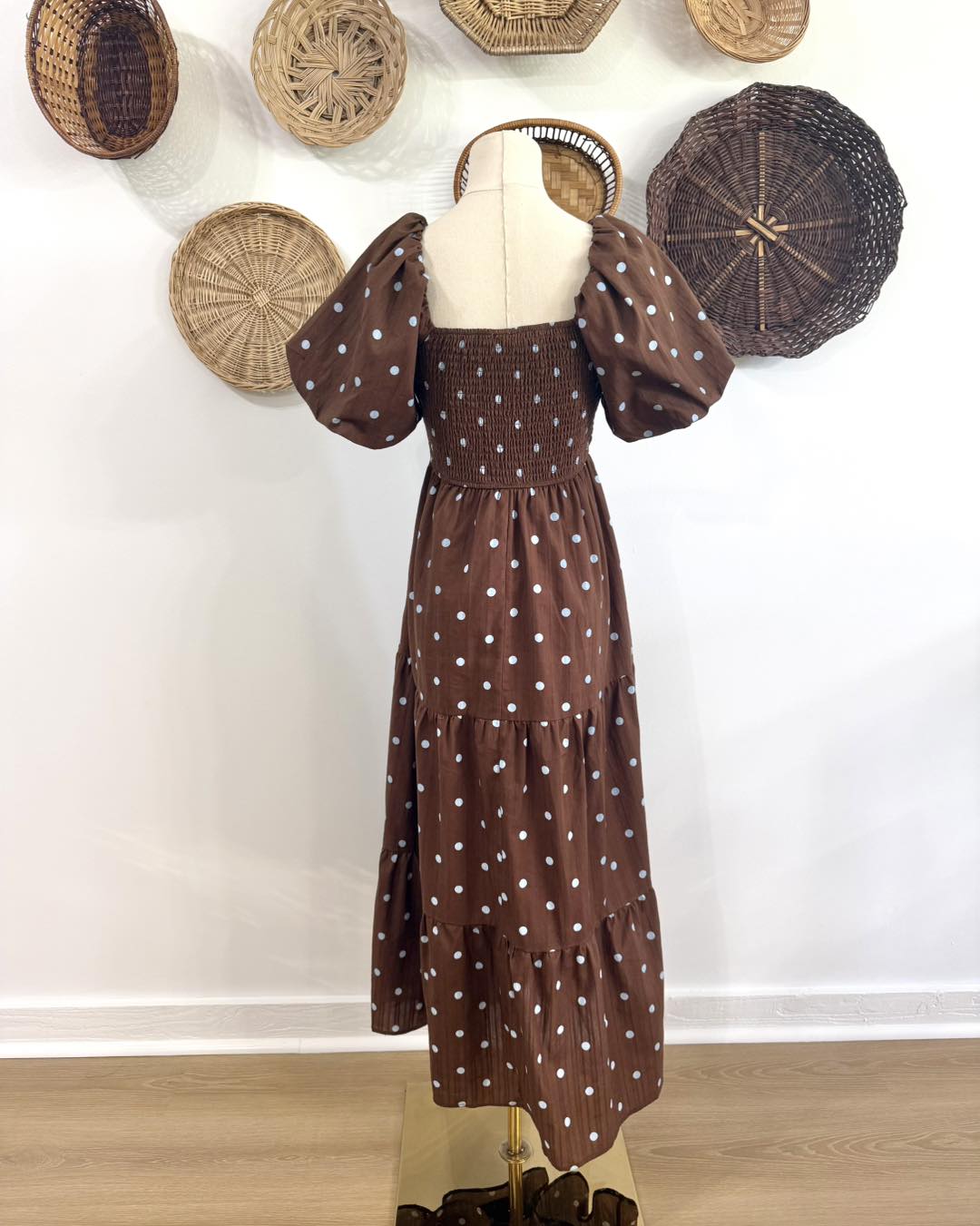 brown and blue fall dress fashion trend: polka dot metallic blue prom dresses Pd_Refresh25 SIZE - True to U.S. Size (Regular Width):14 Soft detail