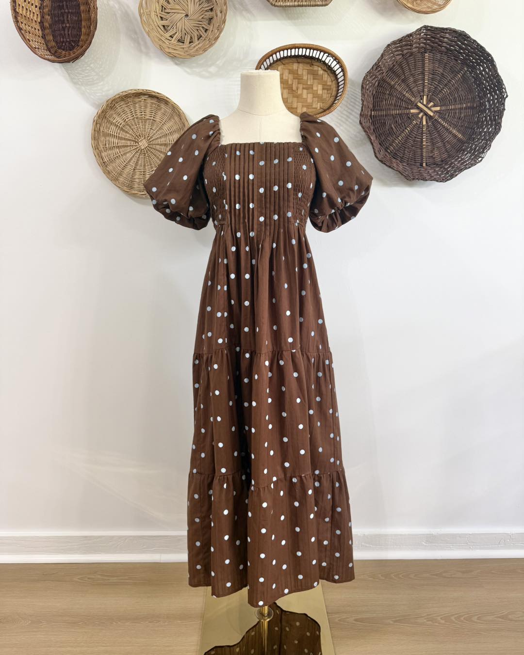 brown color combination dress Fall fashion trend: blue and polka dot #1 Bridal Boutique Fort Sleeve style:Full Sleeves marked 50% label Girl