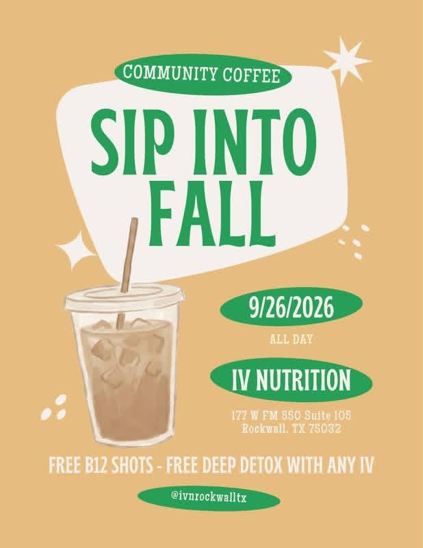 Sip into Fall event at IV Nutrition Rockwall on September 26, 2026