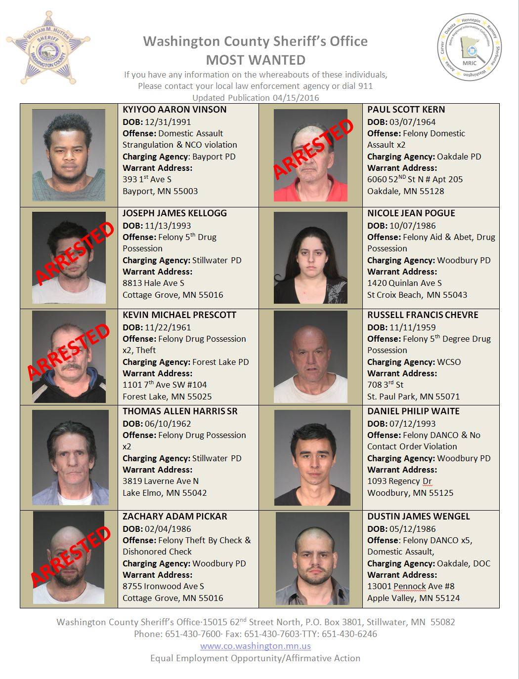 Washington County Sheriff's Office - Washington County Most Wanted ...