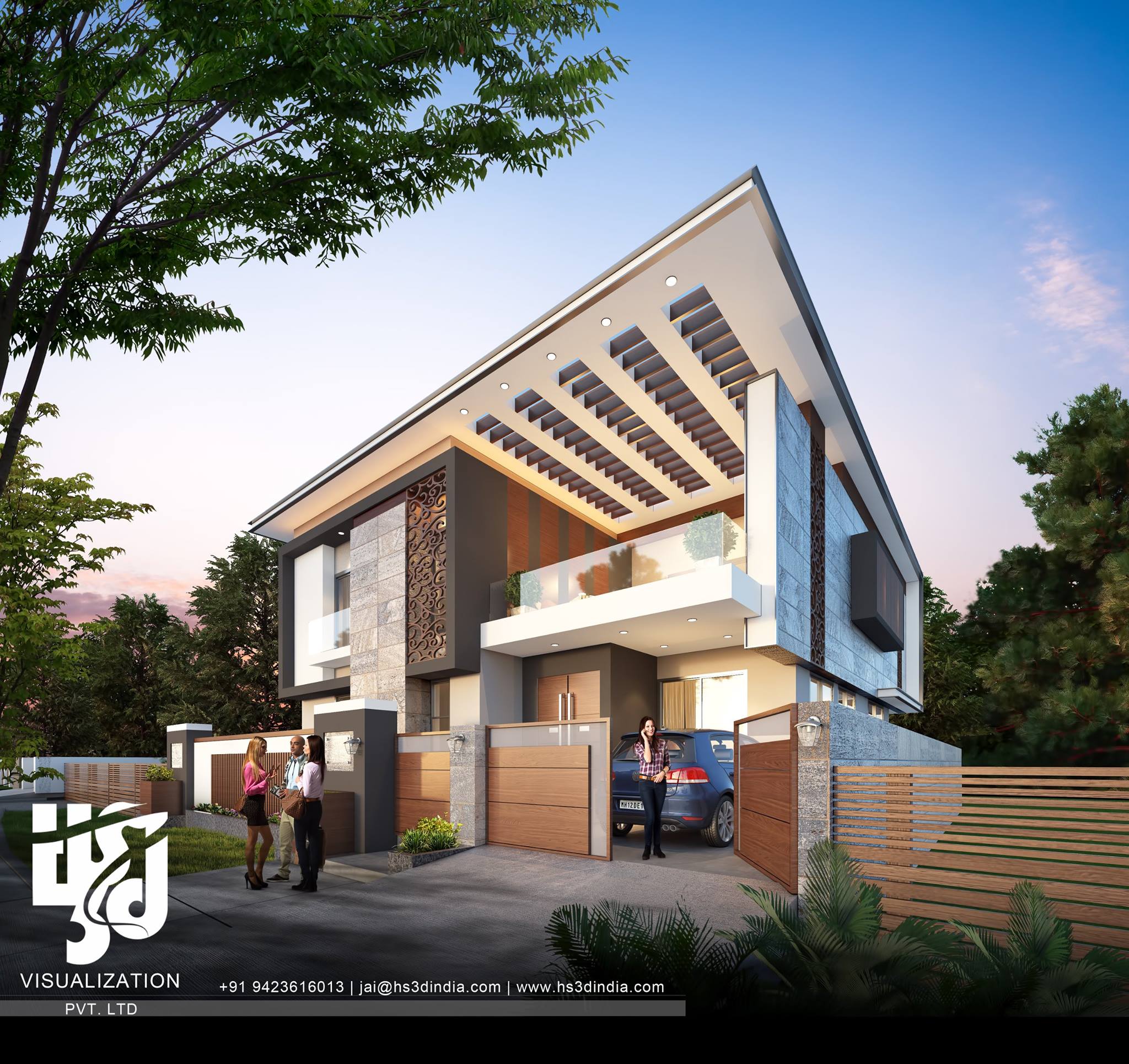 HS 3D INDIA - LUXURY VILLA EXTERIOR DESIGN 3D RENDERING BY HS3D INDIA ...