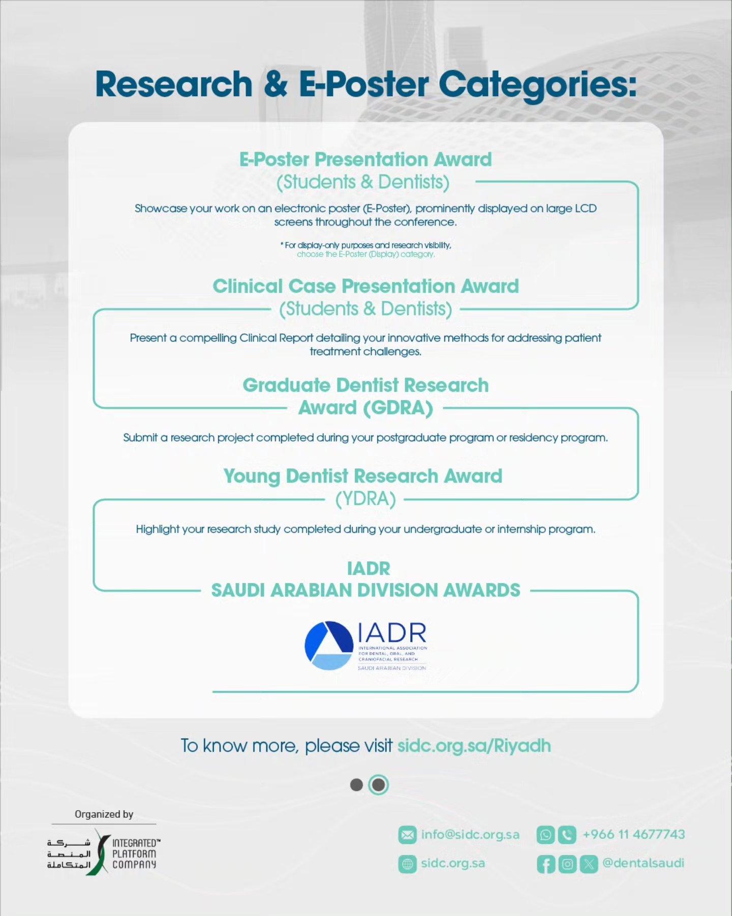 Be part of SIDC 2026 Research &... - Saudi Dental Society | Facebook