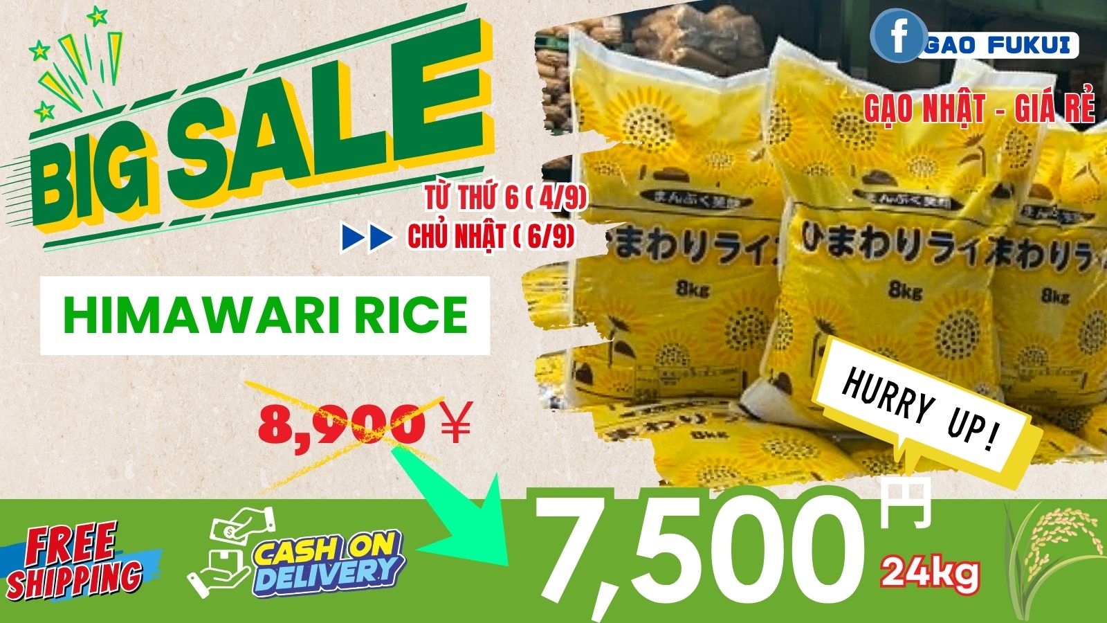 GẠO RẺ HIMAWARI 24KG 8*3 Gạo - Gạo Fukui- Gạo Nhật ngon,rẻ dành cho người Việt