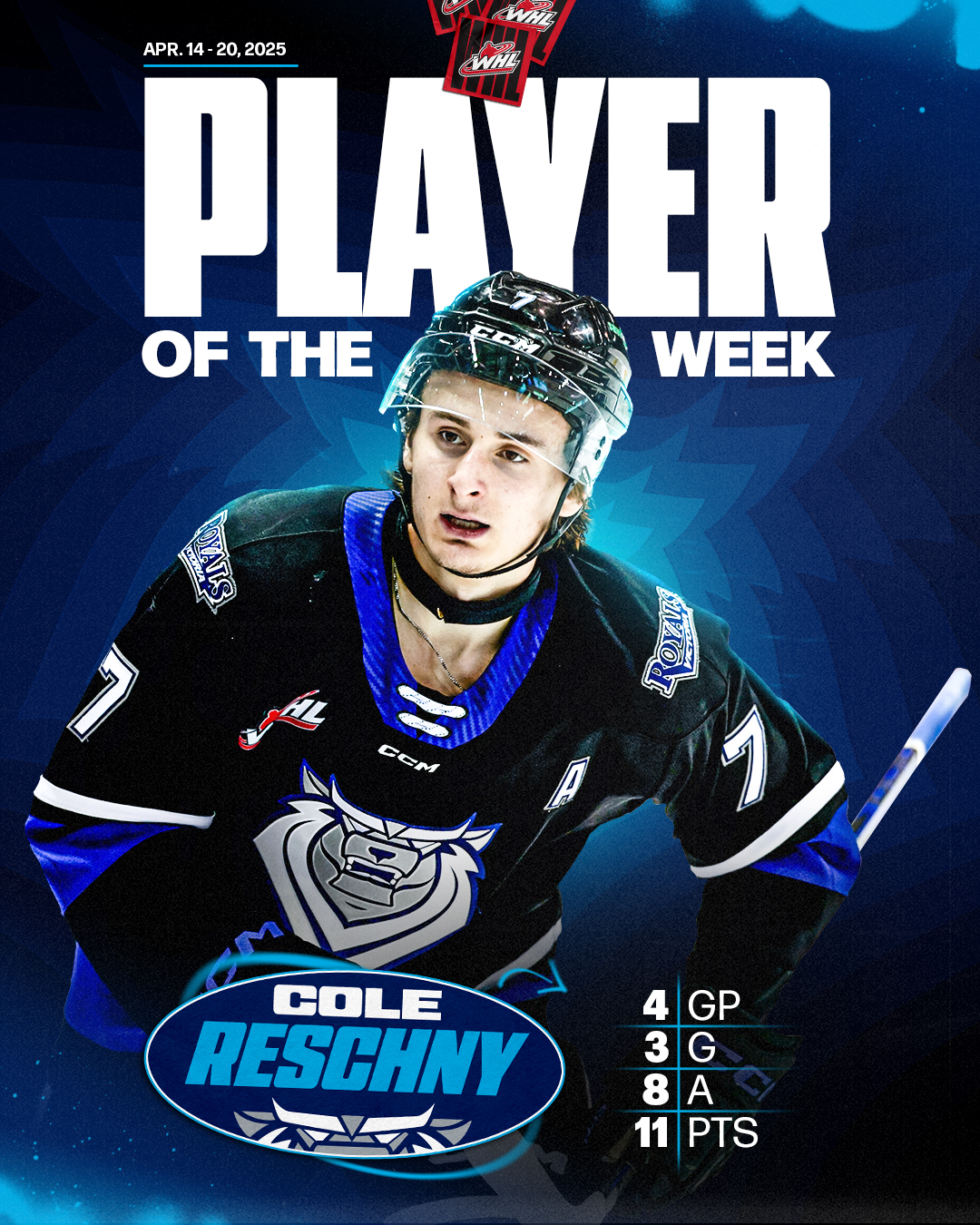 Victoria - NEWS: Cole Reschny has been named WHL Player of the Week ...