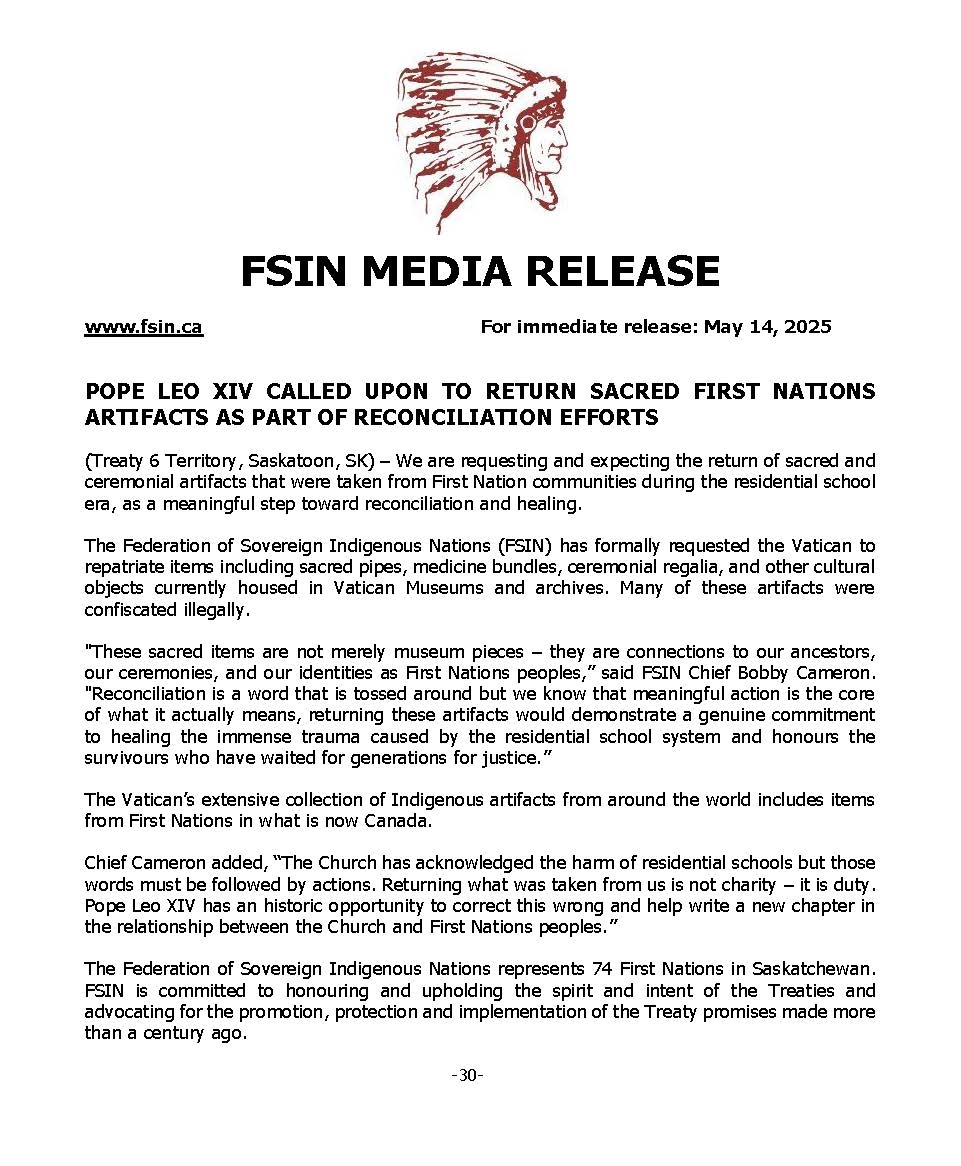 For... - Federation of Sovereign Indigenous Nations - FSIN | Facebook