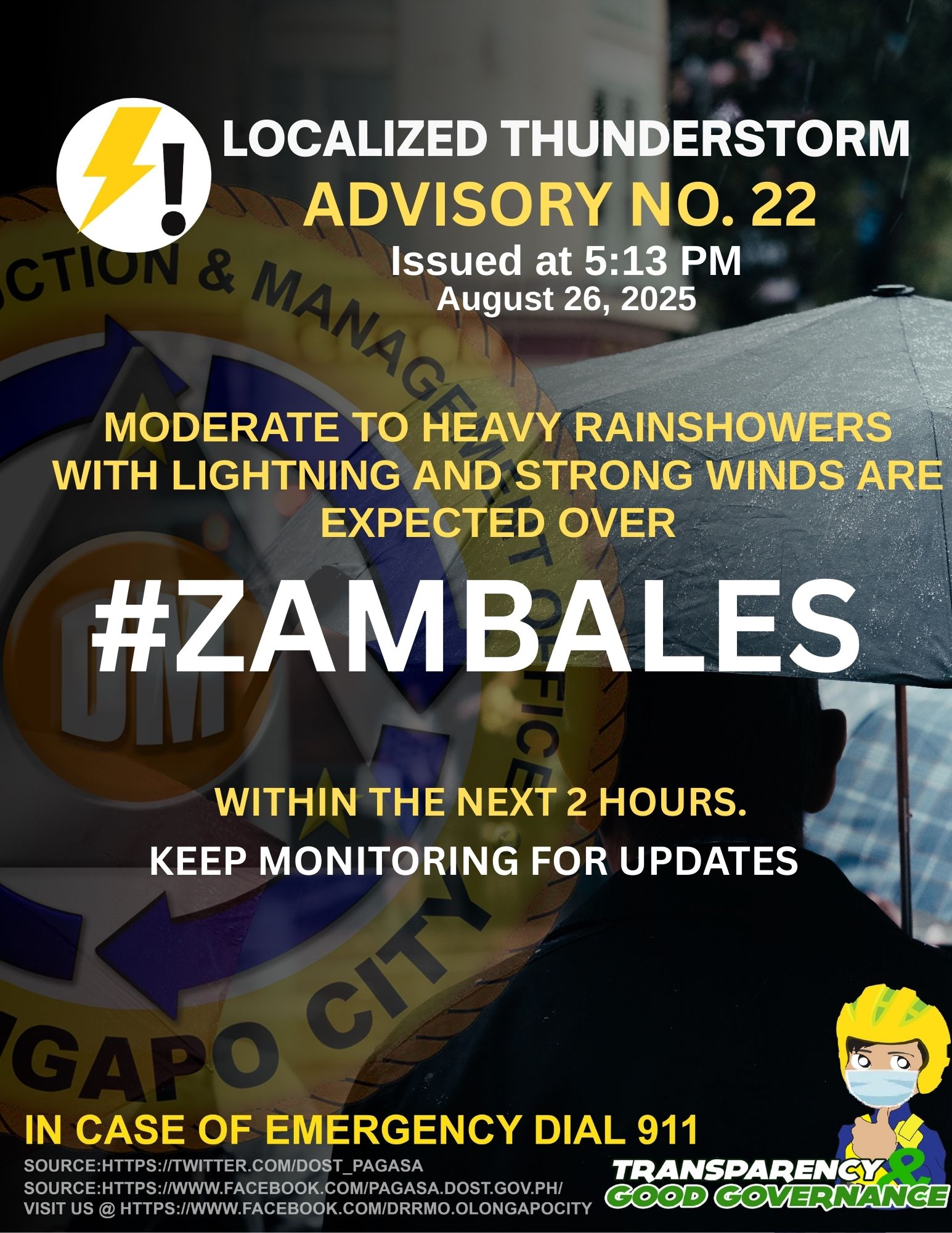 Thunderstorm Advisory No.22 #NCR_PRSD Issued at: 5:13 PM, 26 August ...