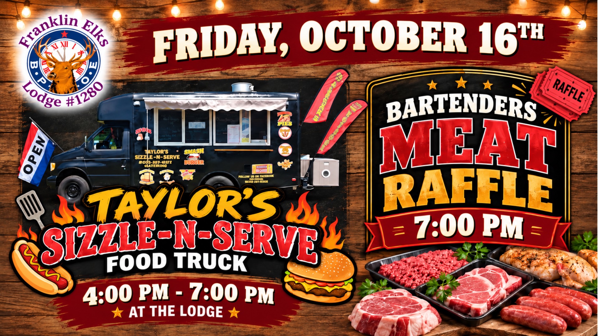 BARTENDERS MEAT RAFFLE & TAYLORS SIZZLE N SERVE