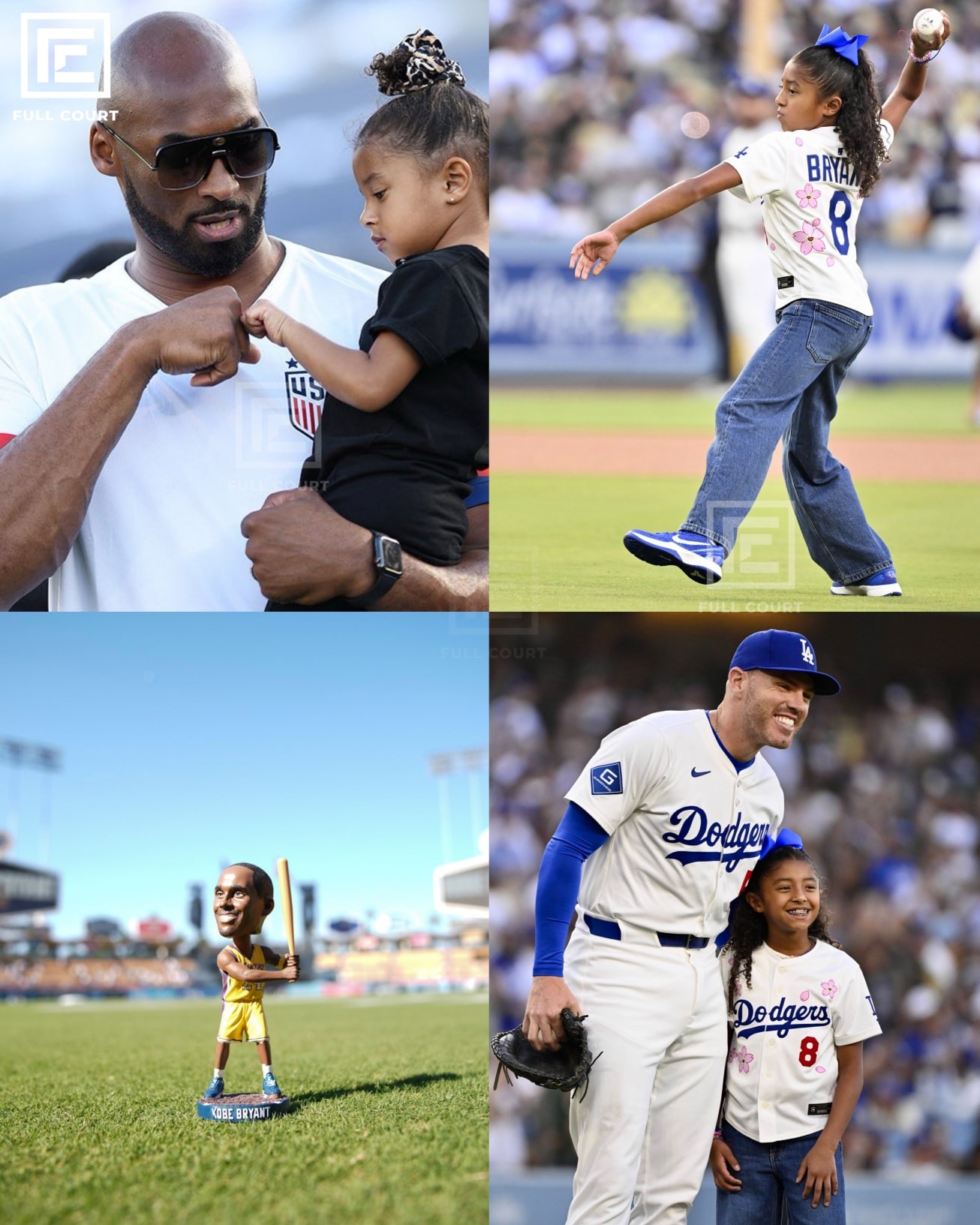 The Los Angeles Dodgers honored Kobe Bryant on Friday with a