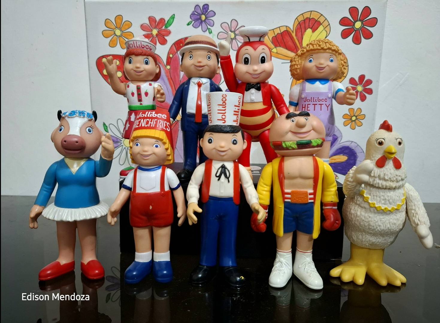 Complete set of vintage Jollibee and friends standees from 1980