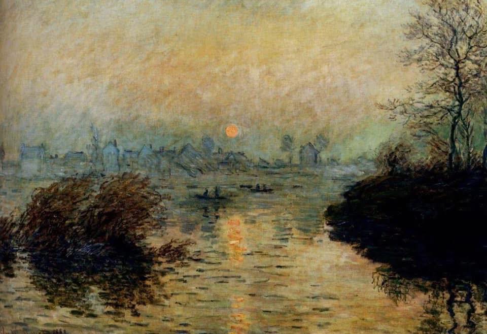 Claude Monet Sunset Over the Seine at Lavacourt, Winter Effect