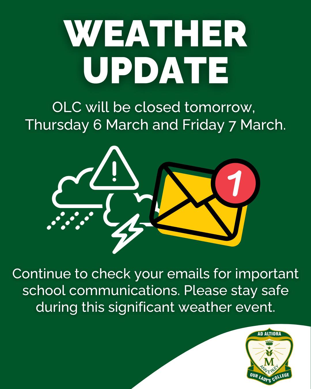 Our Lady's College, Annerley - Tropical Cyclone Alfred is threatening ...