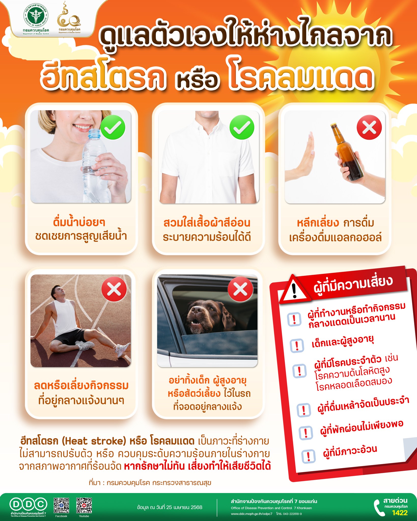 สำนักงานป้องกันควบคุมโรคที่ - สคร.7 ขอนแก่น เตือนภัยอากาศร้อนจัด⚠️ ...