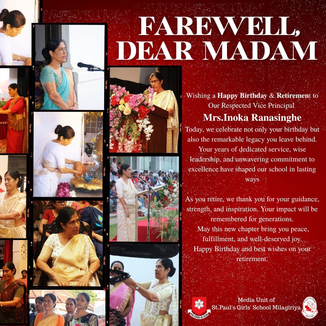 Media - Today we honor *Mrs. Inoka Ranasingha* , our beloved Vice ...