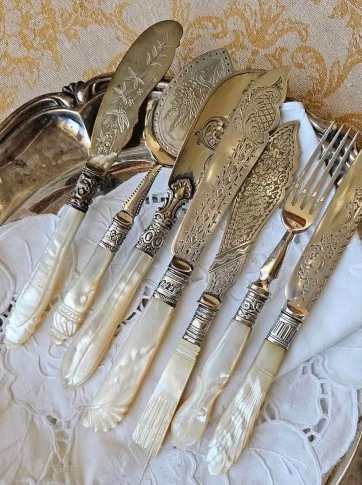 Vintage mother of pearl and sterling silver knives $14.95 each