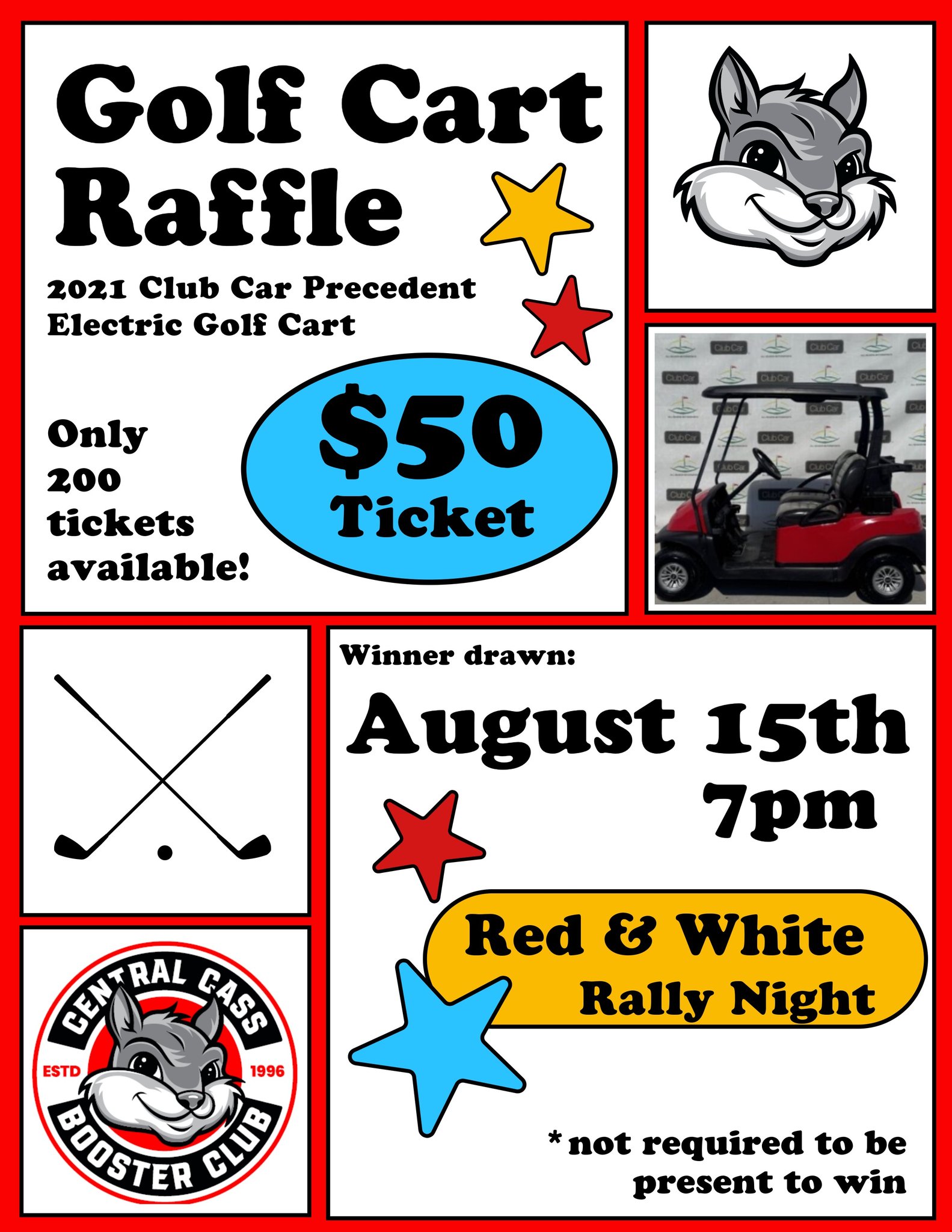Central - 🚨 GOLF CART RAFFLE! 🚨 The Central Cass Booster Club is ...