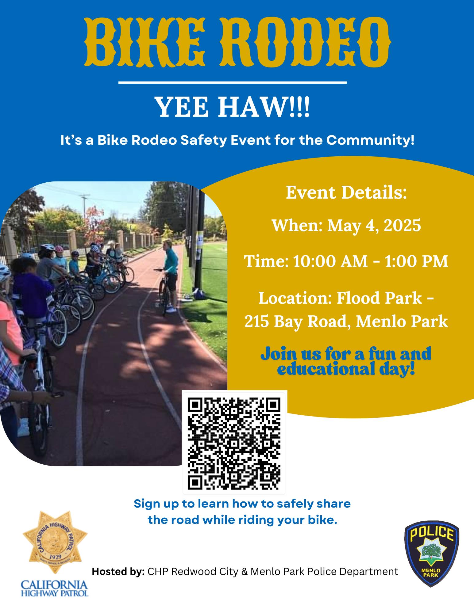 Menlo - We are thrilled to co-host a bike rodeo with the California ...
