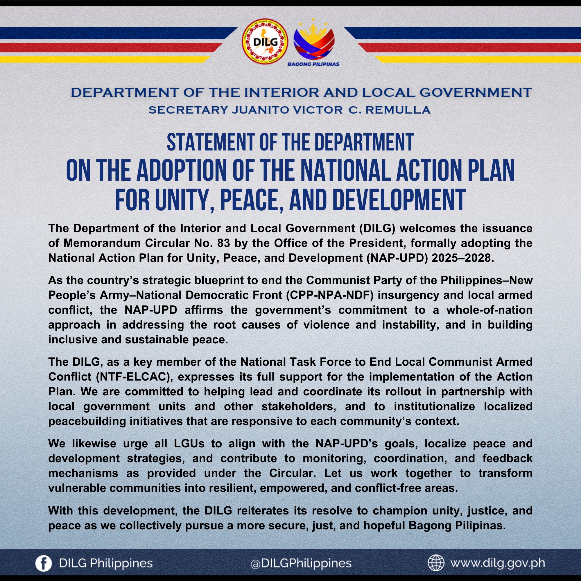 DILG - READ | DILG Statement on the Adoption of the National Action ...