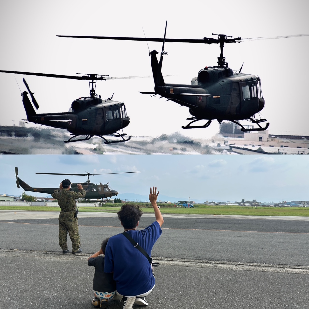 ?八尾駐屯地でUH-1Jの体験搭乗を行いました? 曇り空でしたが、飛行上 