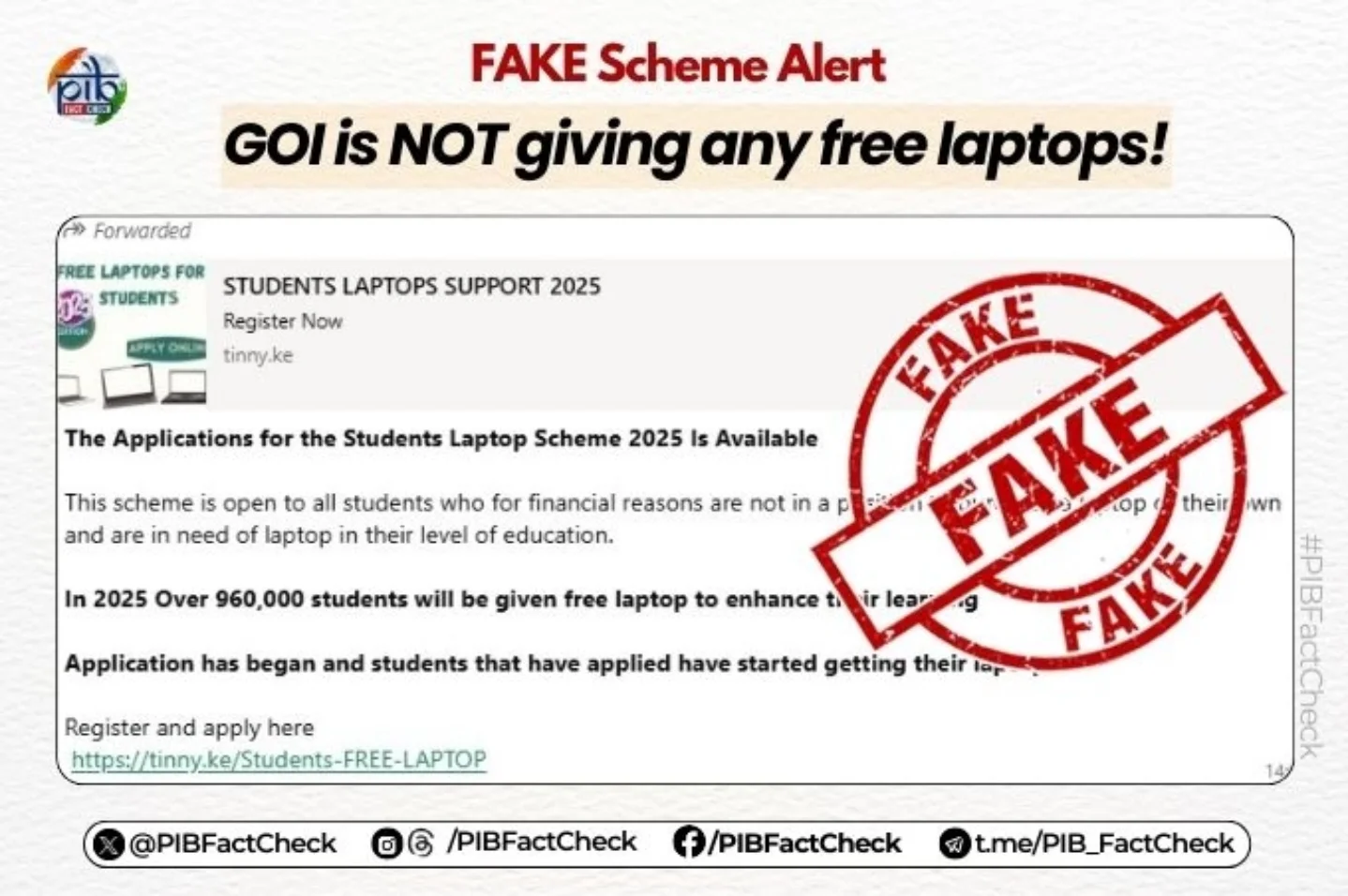 PIB - 💻 Is GOI really offering free laptops to students ⁉️ A #WhatsApp ...