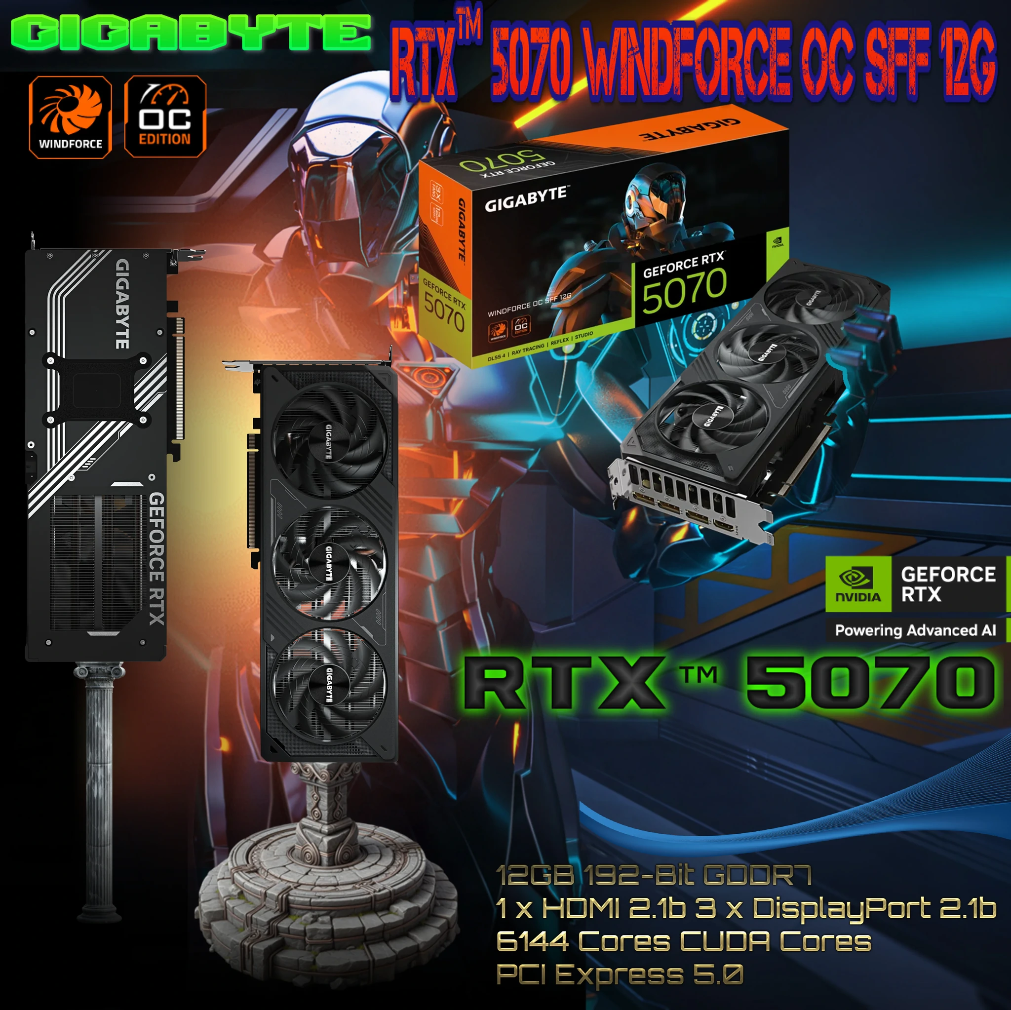 GIGABYTE GeForce RTX™ 5070 WINDFORCE OC SFF 12G GPU – Built for 