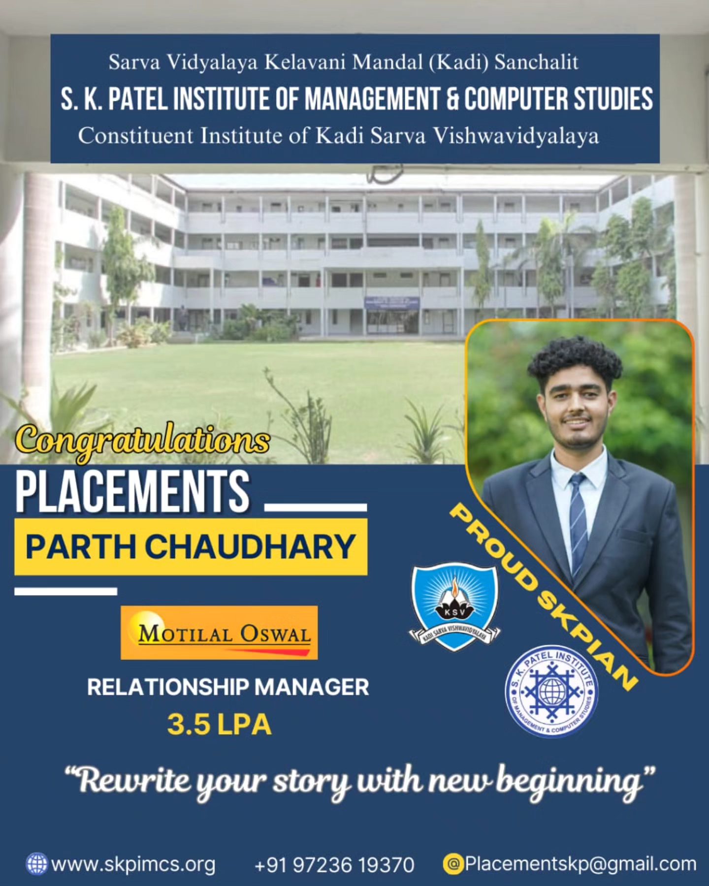 SKPIMCS-MBA - Congratulations to PARTH CHAUDHARY for... | Facebook