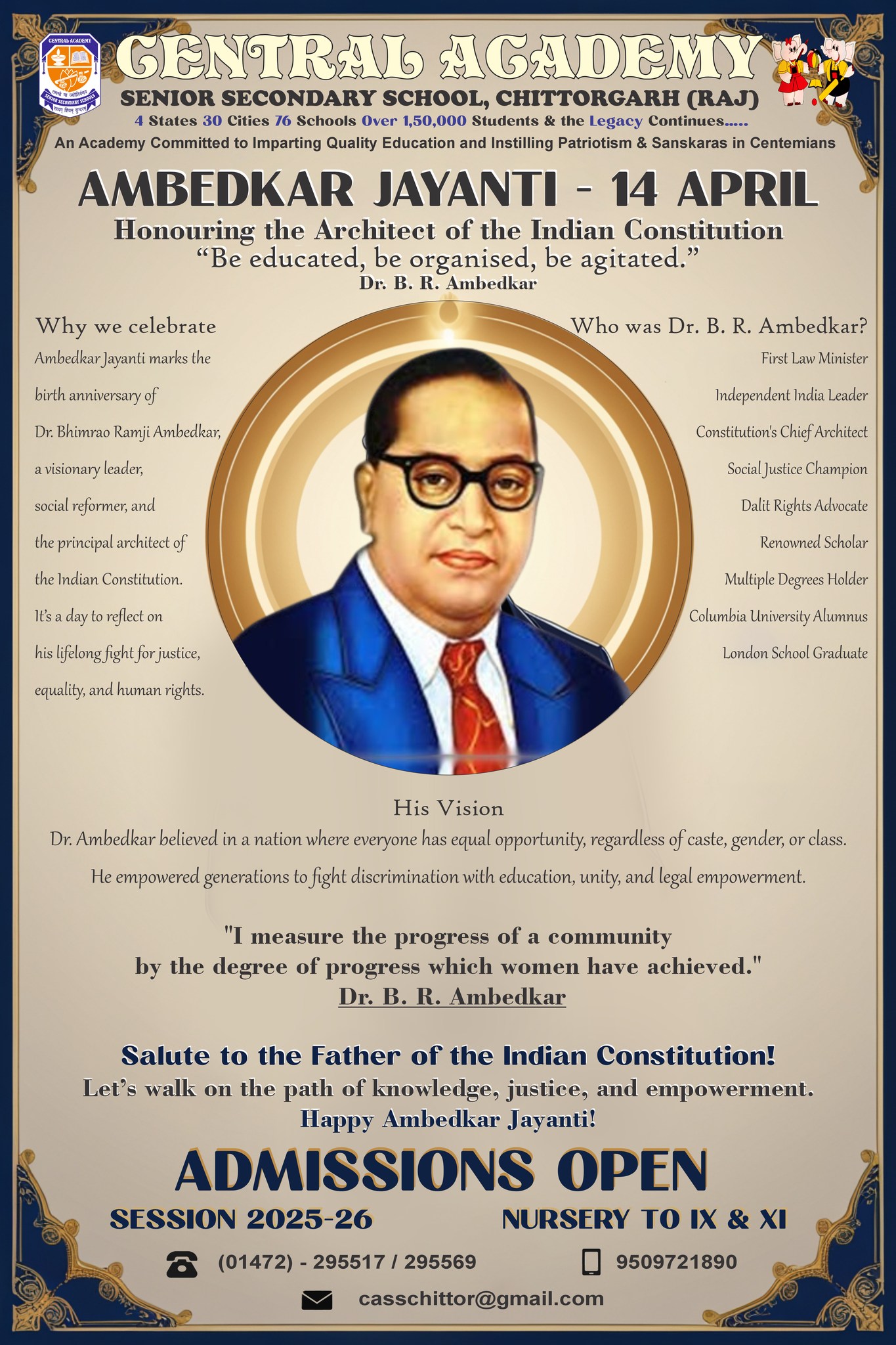 Central - 🕊️ AMBEDKAR JAYANTI – 14th APRIL 🇮🇳 Honoring the Architect of ...