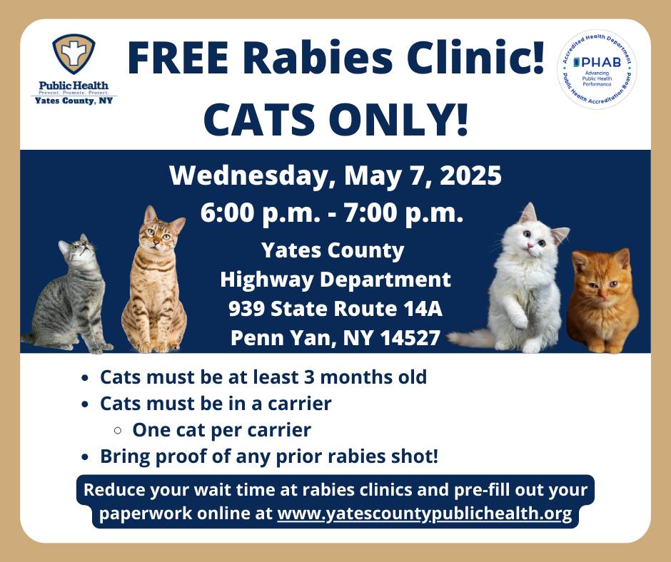 Yates - 🚨🐱 FREE CATS-ONLY RABIES CLINIC 🐱🚨 📅 Date: May 7, 2025 📍 ...