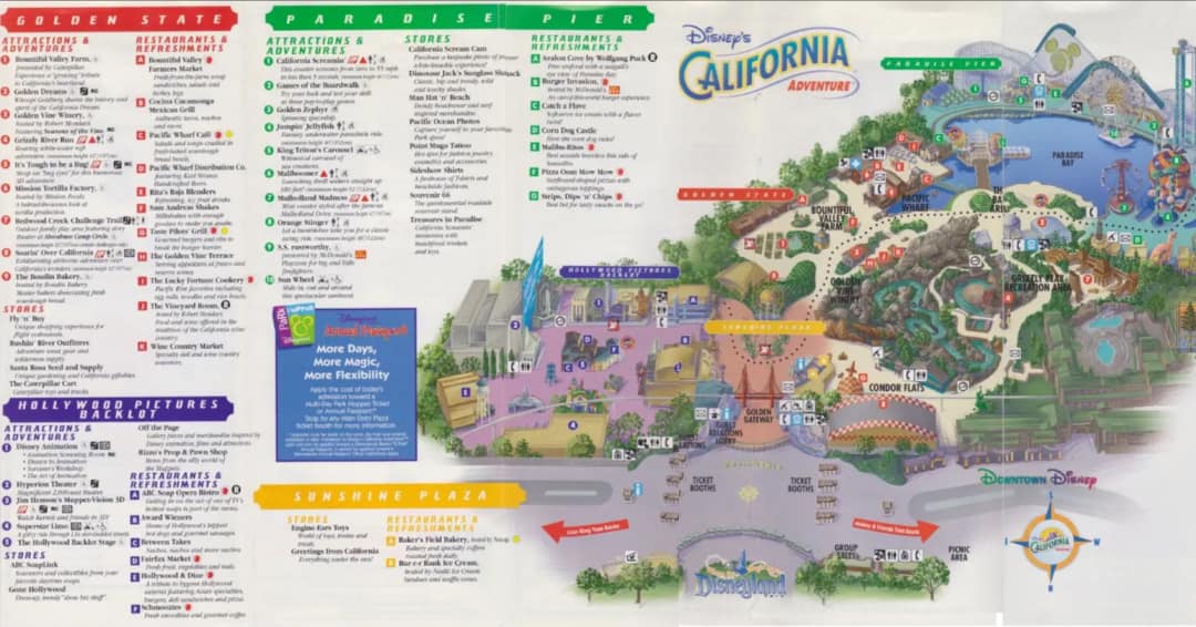 First brochure map of Disney California Adventure Park - 2001