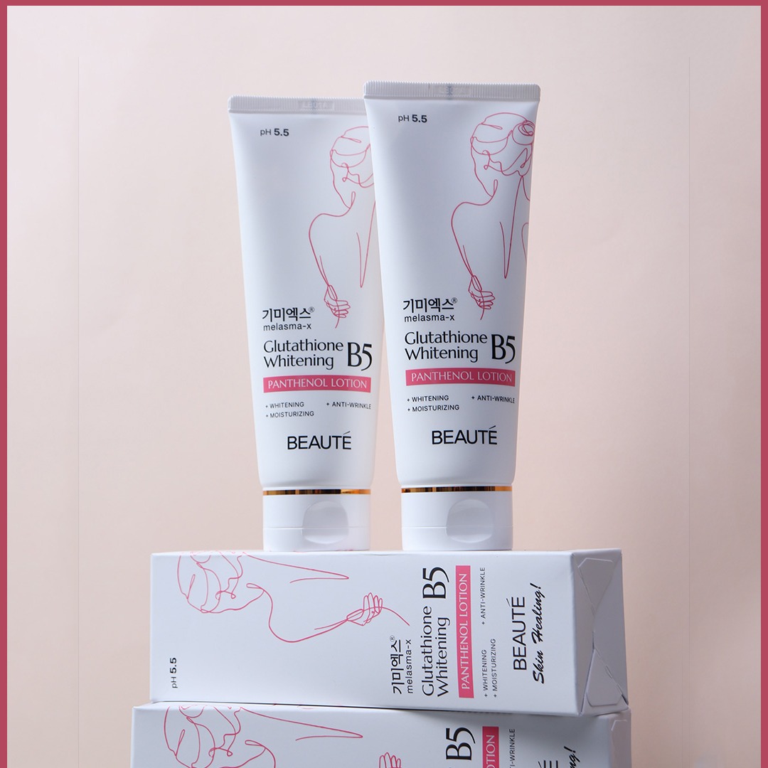 b5 glutathione whitening Panthenol Lotion 160ml Product Benefits: ✓ Reduce darkness and make glow. ✓ Reduces fine lines and wrinkles and improve elasticity. ✓ Instantly provides a refreshing and hydrating feel. ✓ ✨ GHK-CU @ Prime
