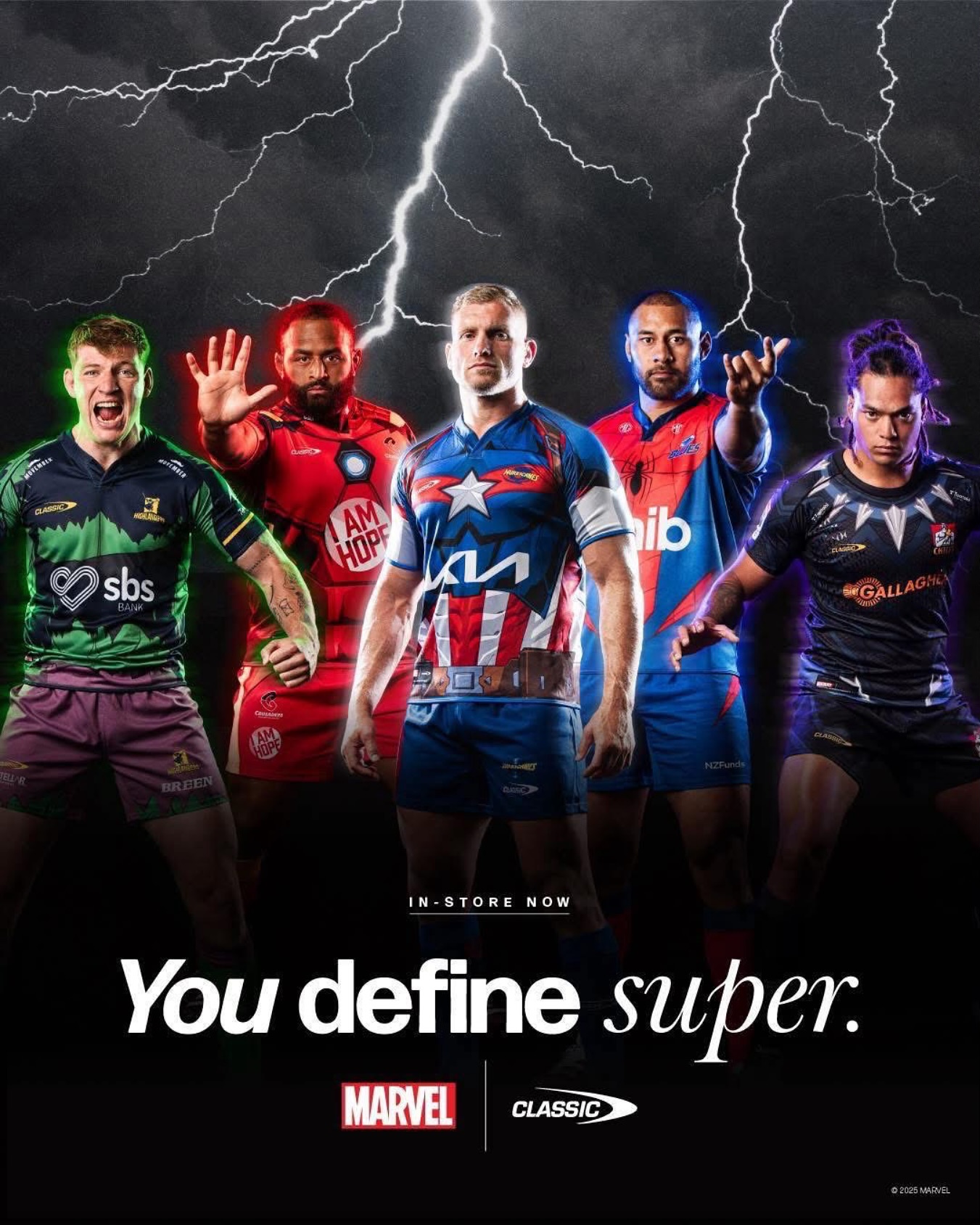 bluesrugbyteam showcasing their new Spider-Man kits with the