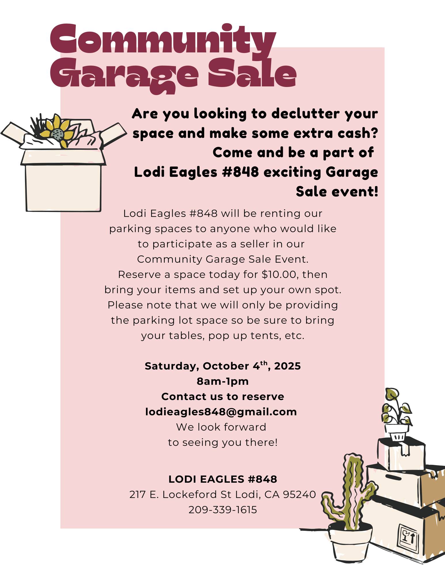 Community Garage Sale at Lodi Eagles #848