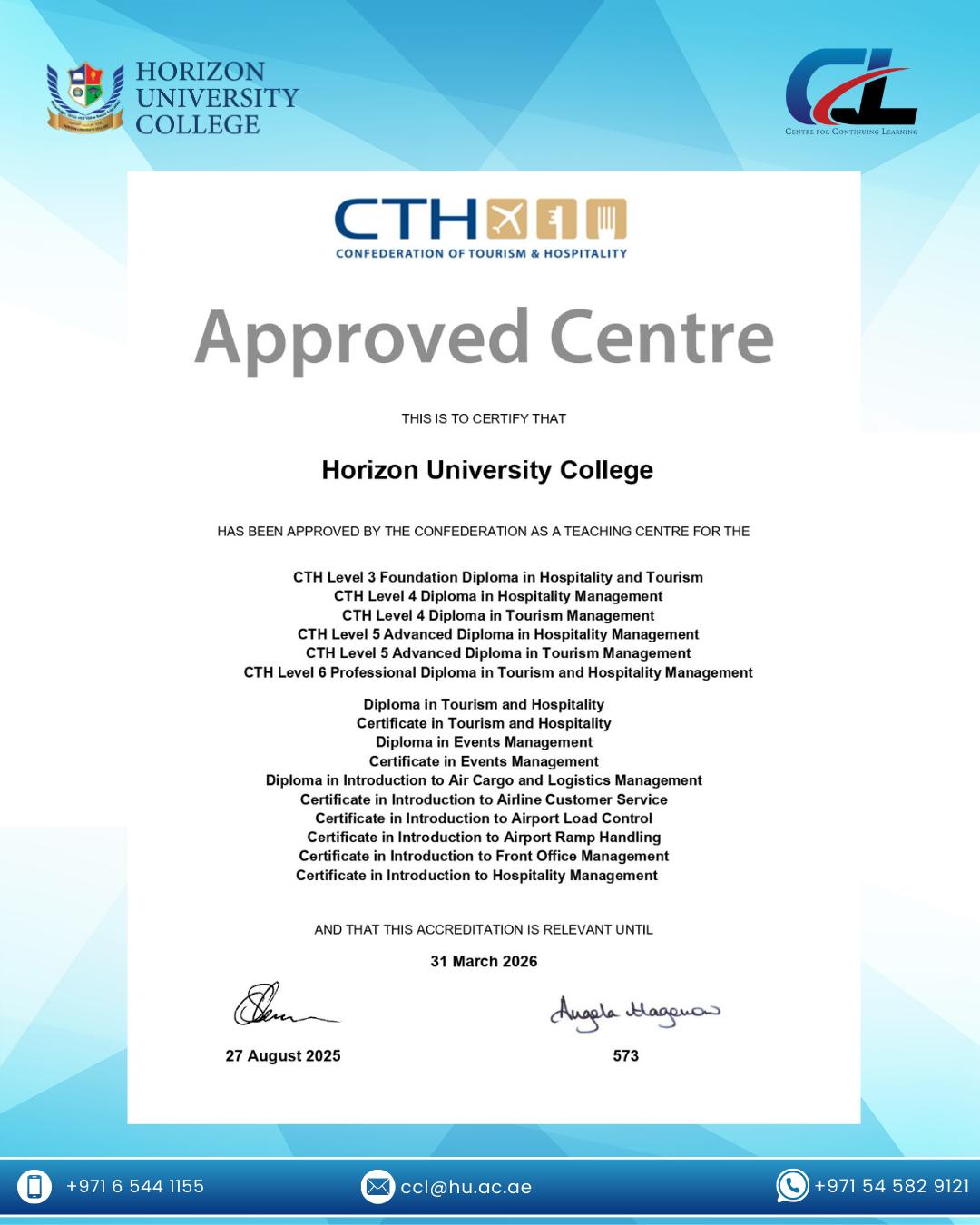 𝐀𝐧𝐧𝐨𝐮𝐧𝐜𝐞𝐦𝐞𝐧𝐭: 𝐇𝐨𝐫𝐢𝐳𝐨𝐧 𝐔𝐧𝐢𝐯𝐞𝐫𝐬𝐢𝐭𝐲 𝐂𝐨𝐥𝐥𝐞𝐠𝐞 𝐀𝐩𝐩𝐫𝐨𝐯𝐞𝐝 𝐚𝐬 𝐂𝐓𝐇 𝐂𝐞𝐧𝐭𝐫𝐞 We are ...