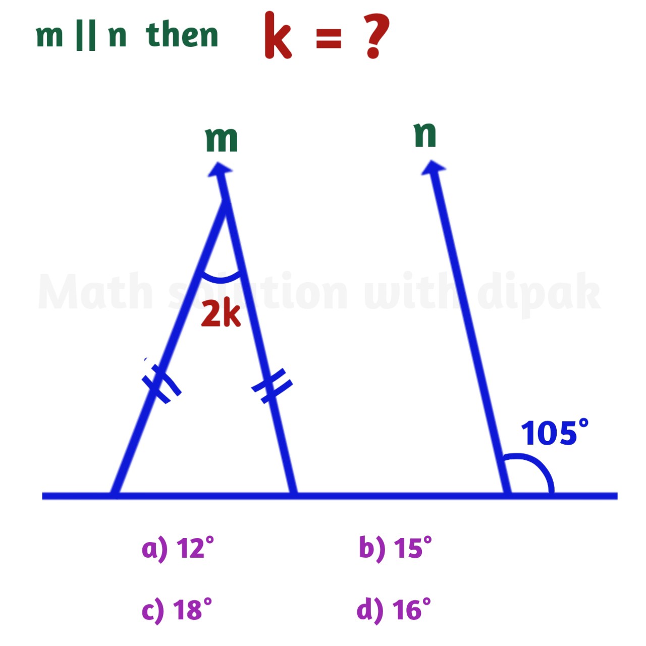 Math - Assuming m is parallel to n, what is the value of k ? # ...