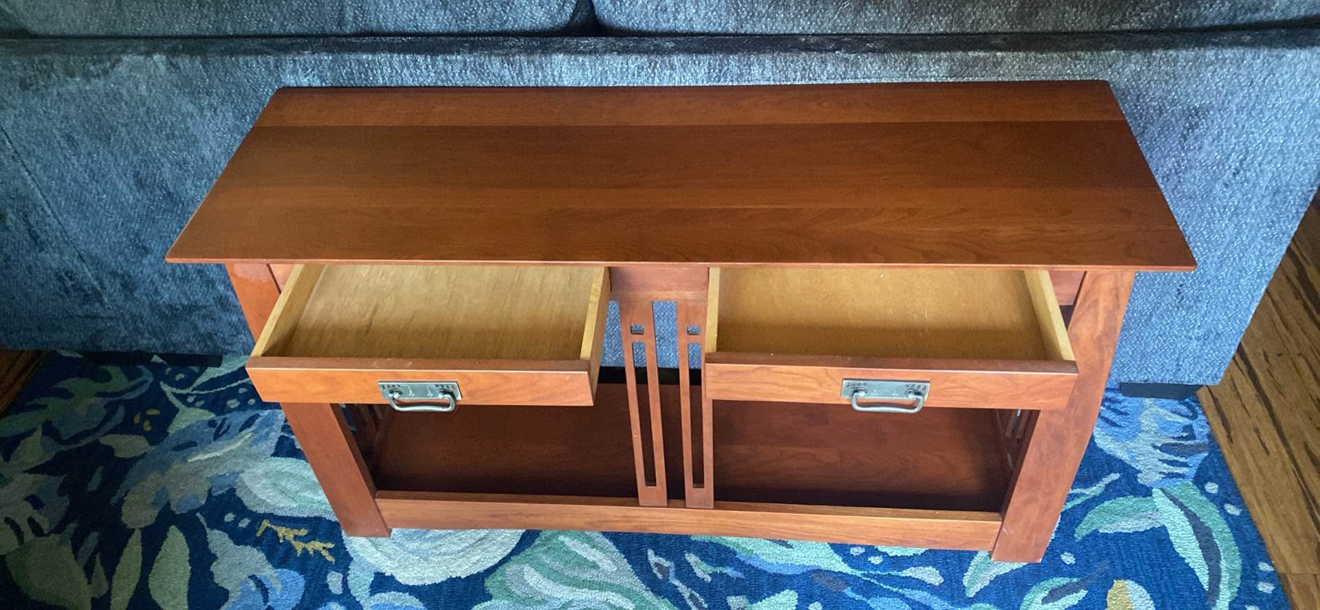 Beautiful mission style entry table with 2 small drawers - Console ...