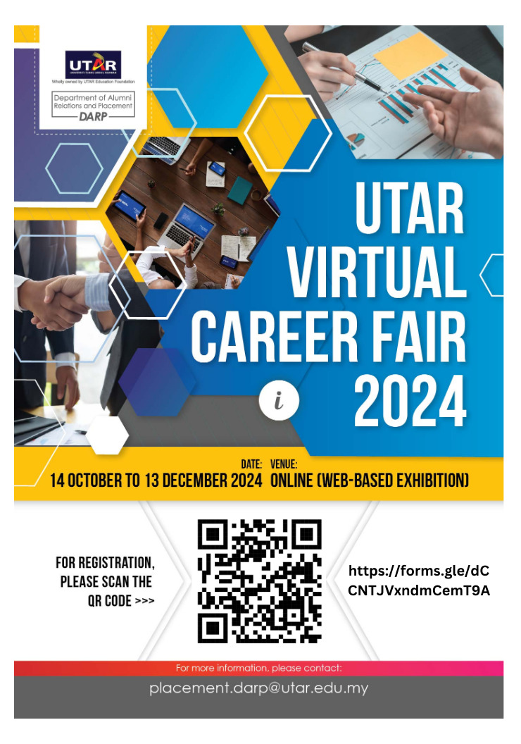 Department - Launching of the UTAR Virtual Careers Fair 2024! Hi We are ...