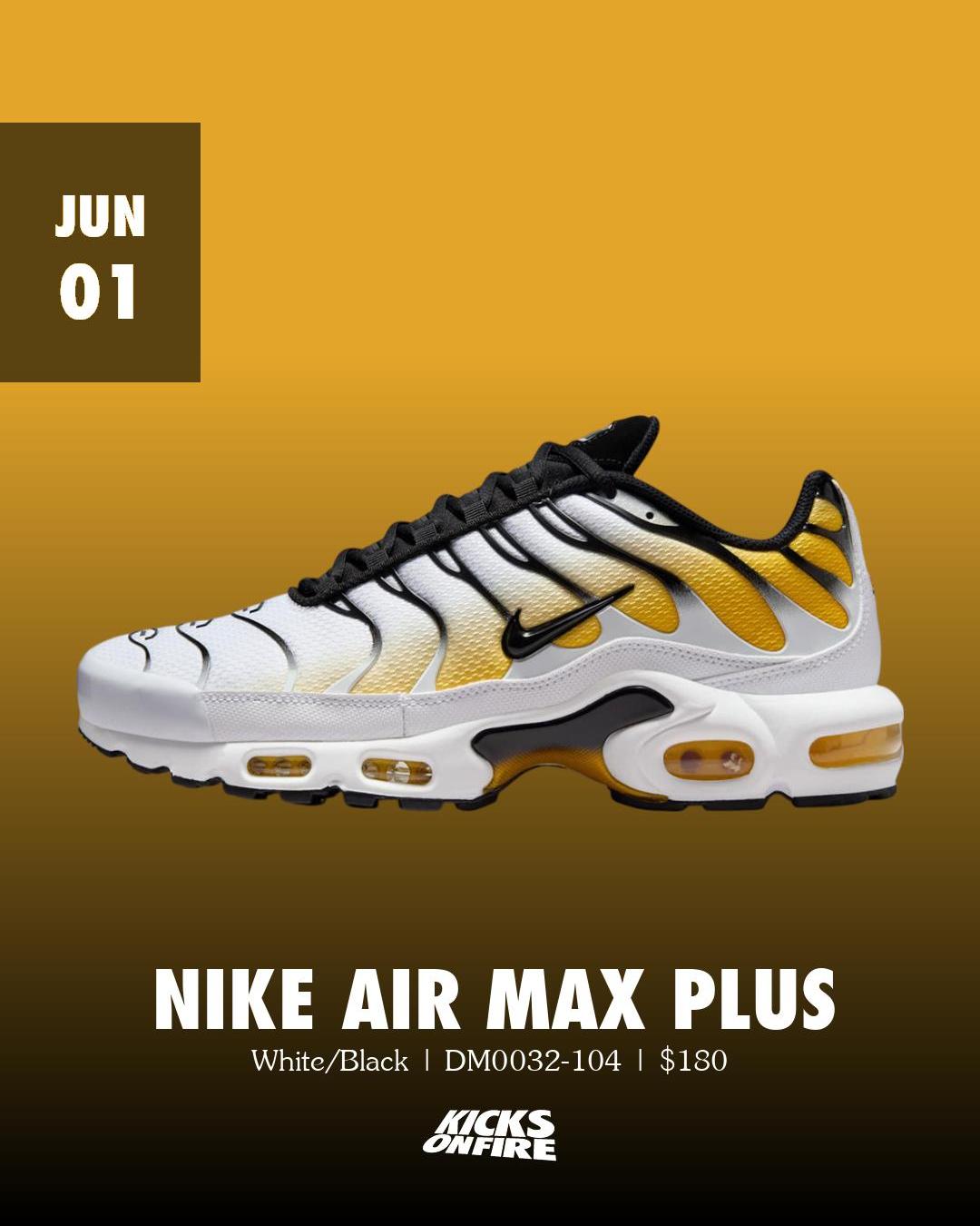 NIKE Air Max Plus ホワイト ブラック ネオンイエロー Kicksonfire - Nike Air Max Plus White / Black / Yellow