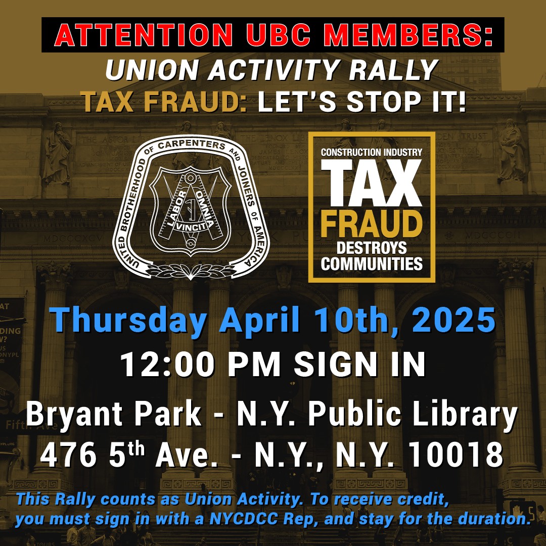 New - Union carpenters stand together to #StopTaxFraud in its tracks ...