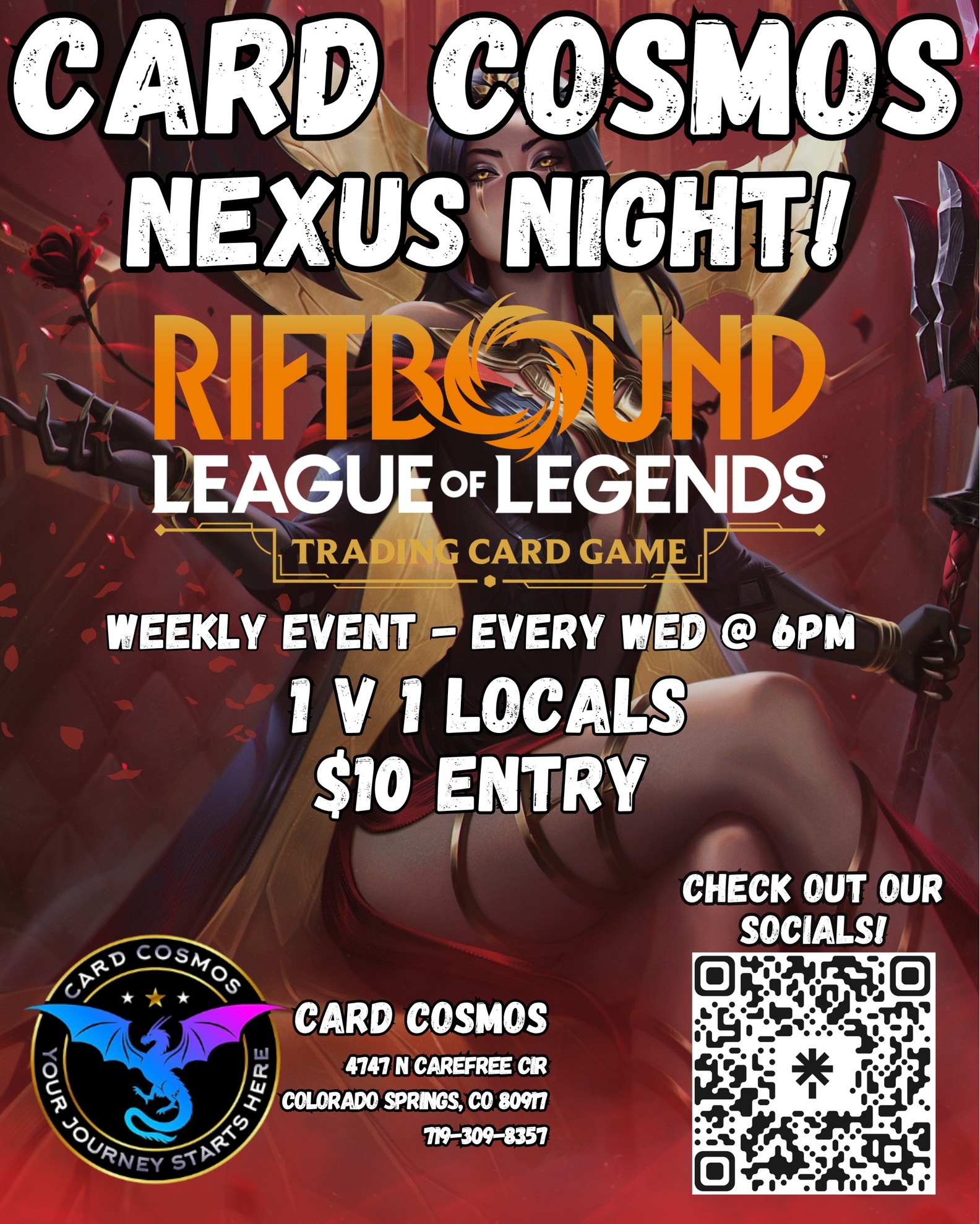 Riftbound 1v1 nexus night at Card Cosmos Colorado Springs