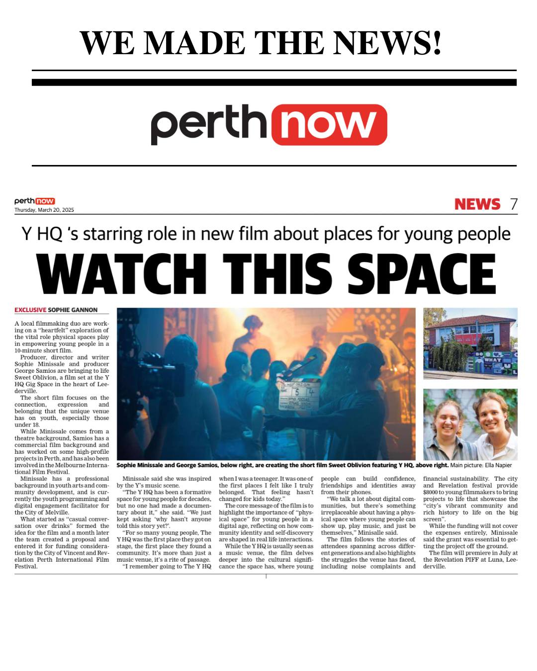 The Y WA - We're thrilled to share that talented local filmmakers ...