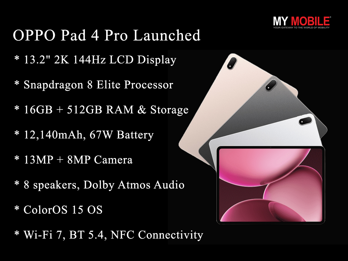 OPPO Pad 4 Pro Launched with Big 2K Display, Snapdragon 8 Elite 