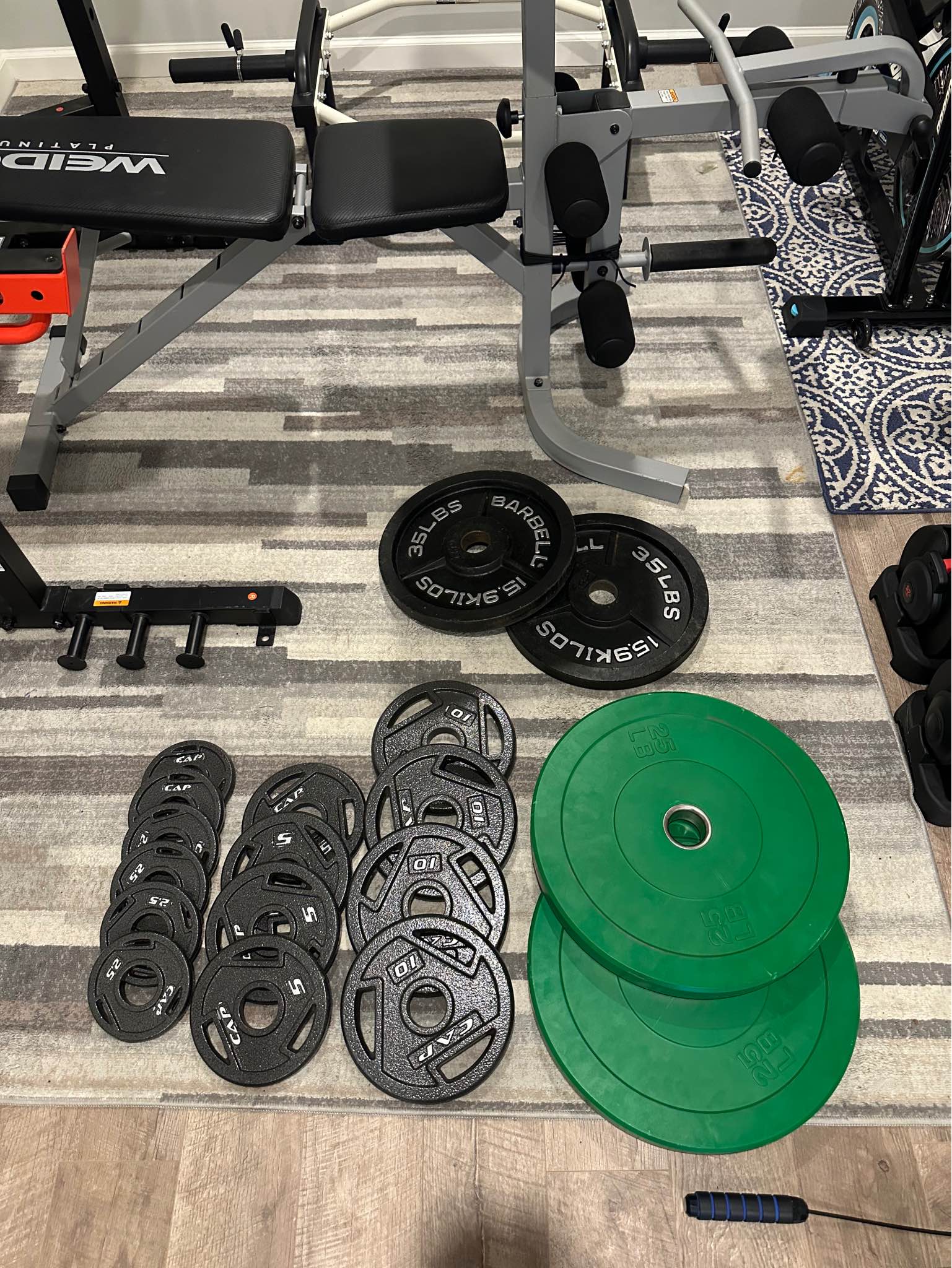 Complete Home Gym Setup – Rack, Bench, Barbell, Trap Bar, 195 lbs ...