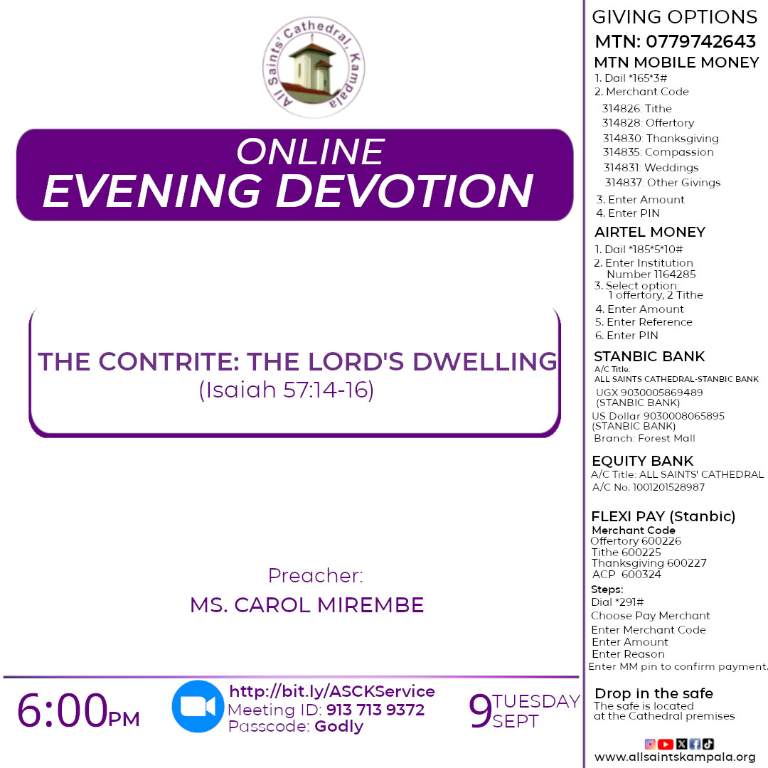 All - Join us for Evening Devotion (Online Only) on Tuesday, 9th ...