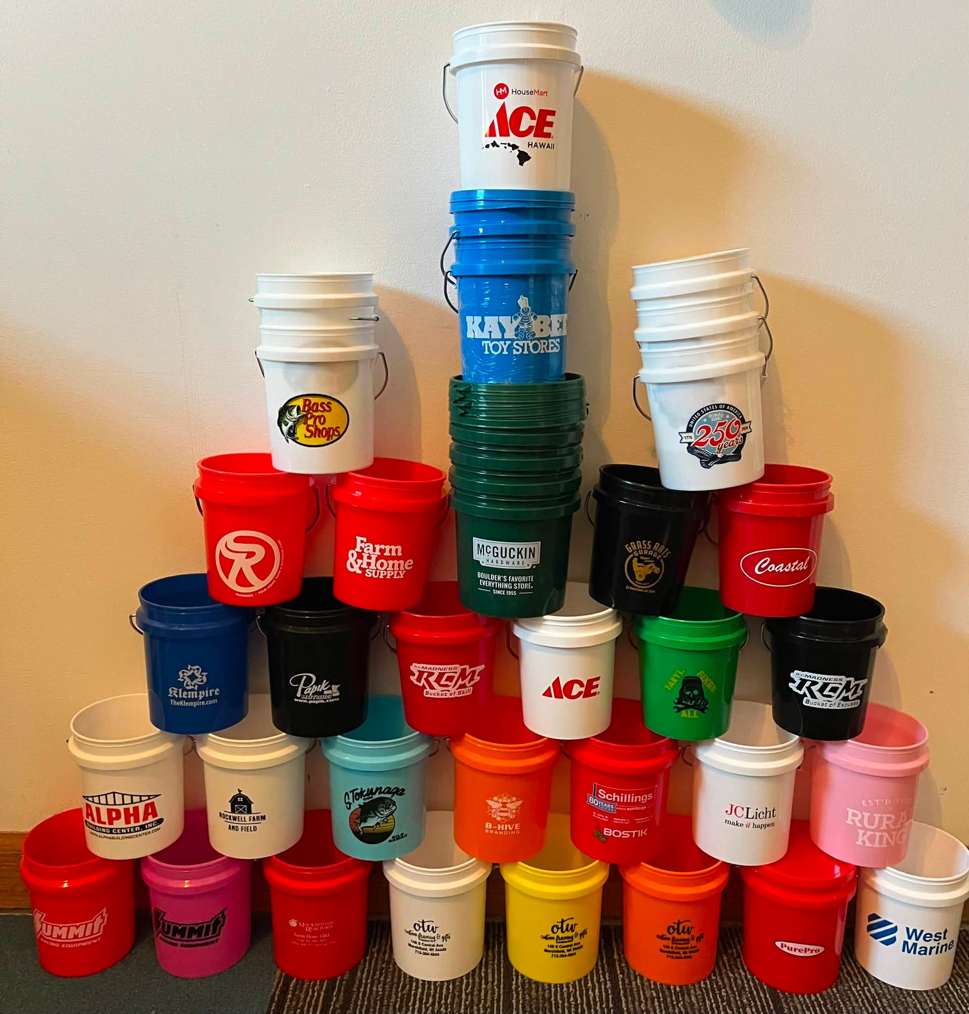 Mystery mini bucket boxes for sale with new blue KB Toys bucket