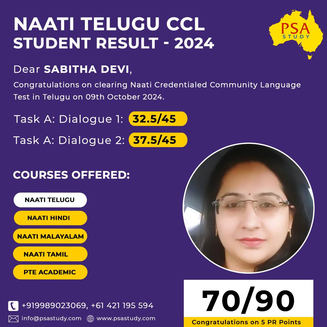 Congratulations to our dedicated... - PSA study NAATI & PTE