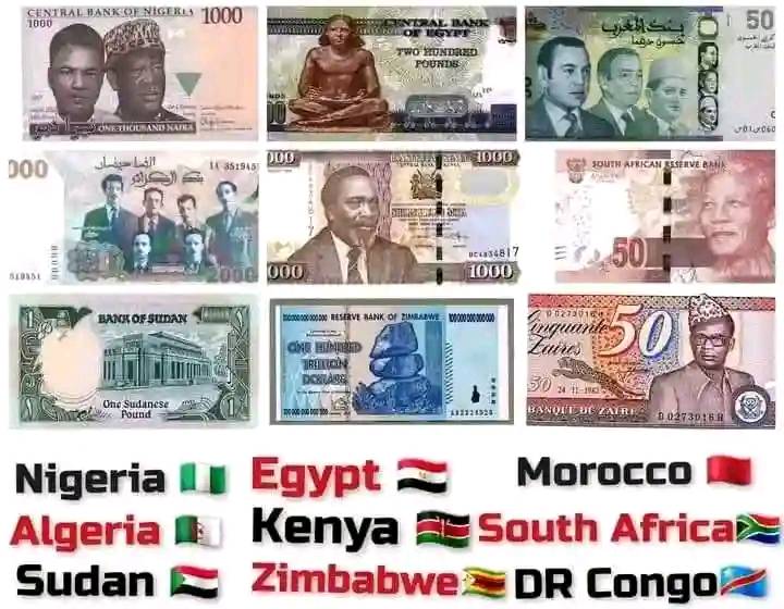 Out of 54 countries Only 9 African countries print their currency