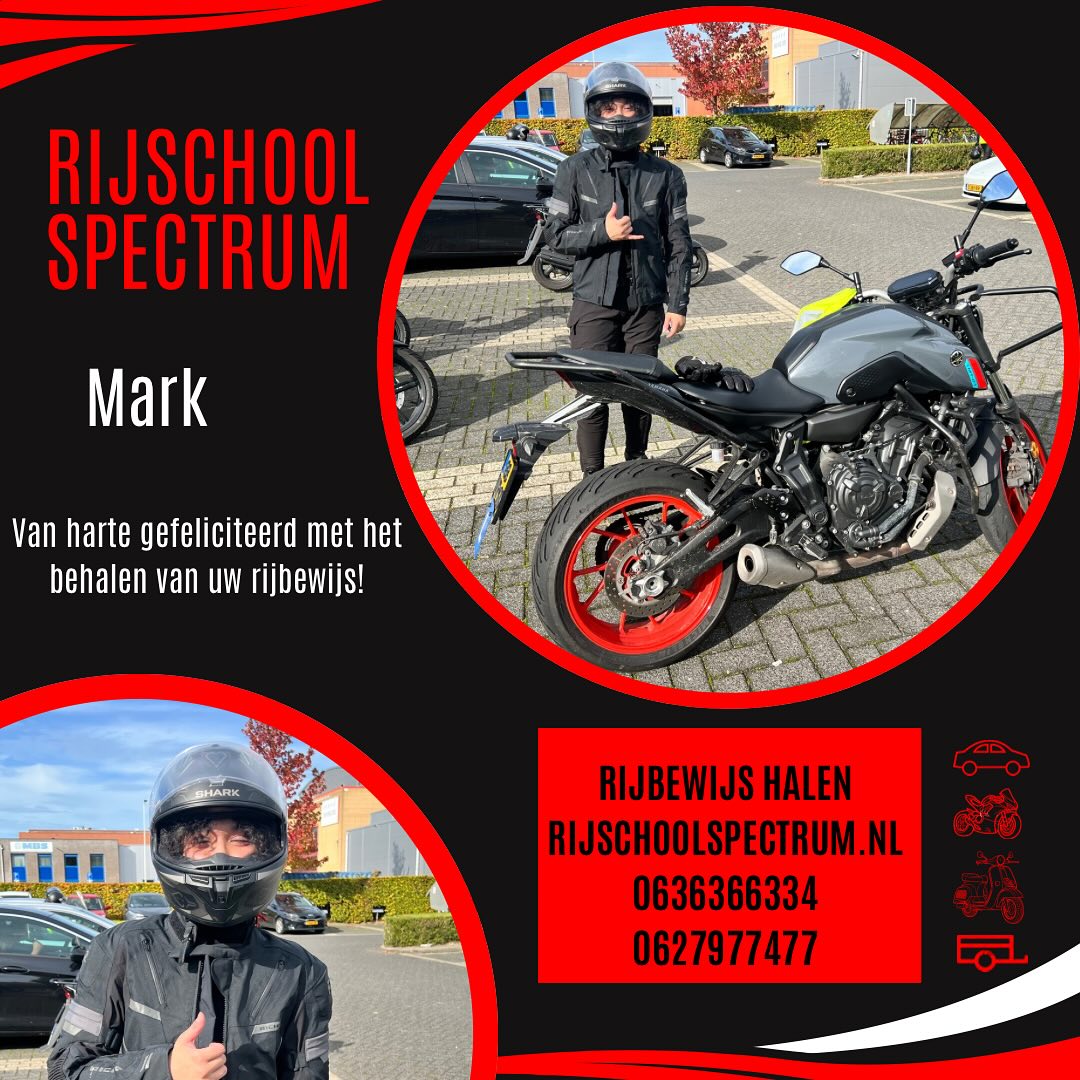 Rijschool - Beste Mark, Motorrijbewijs gehaald, gefeliciteerd! Als je ...