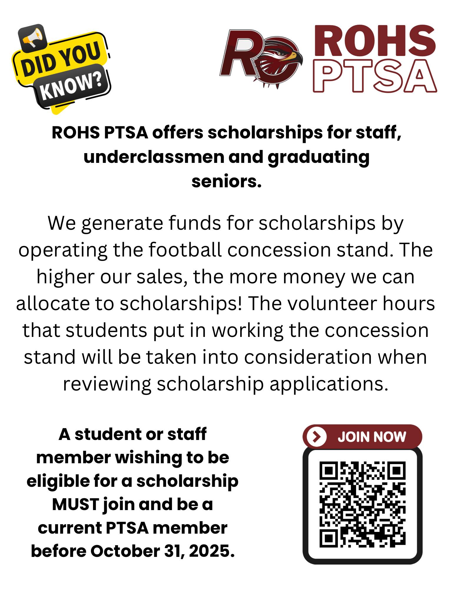 ROHS PTSA - 📣 Did you know that PTSA offers scholarships... | Facebook