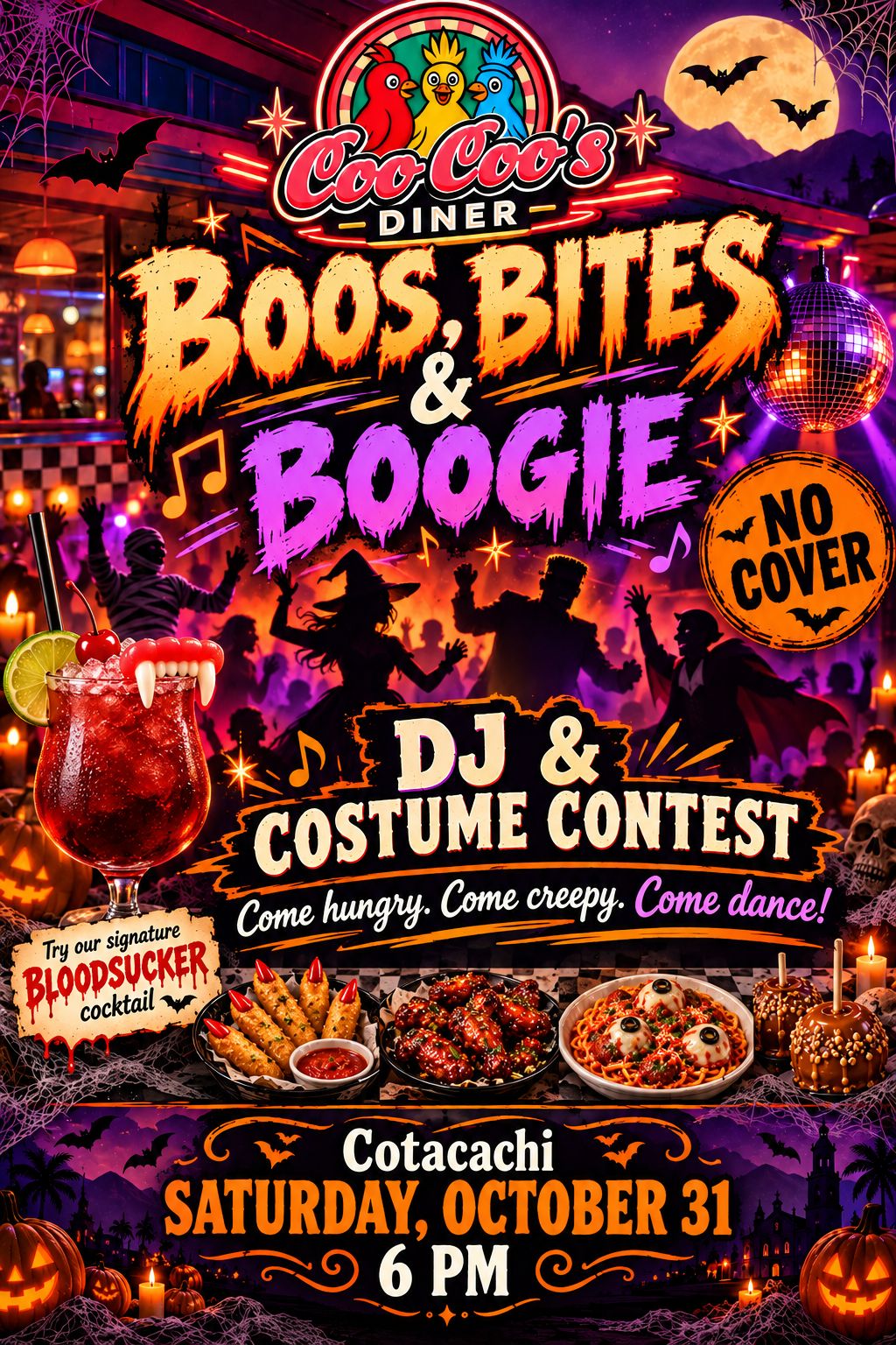 🎃👻 BOOS, BITES & BOOGIE at CooCoo’s Diner! 👻🎃